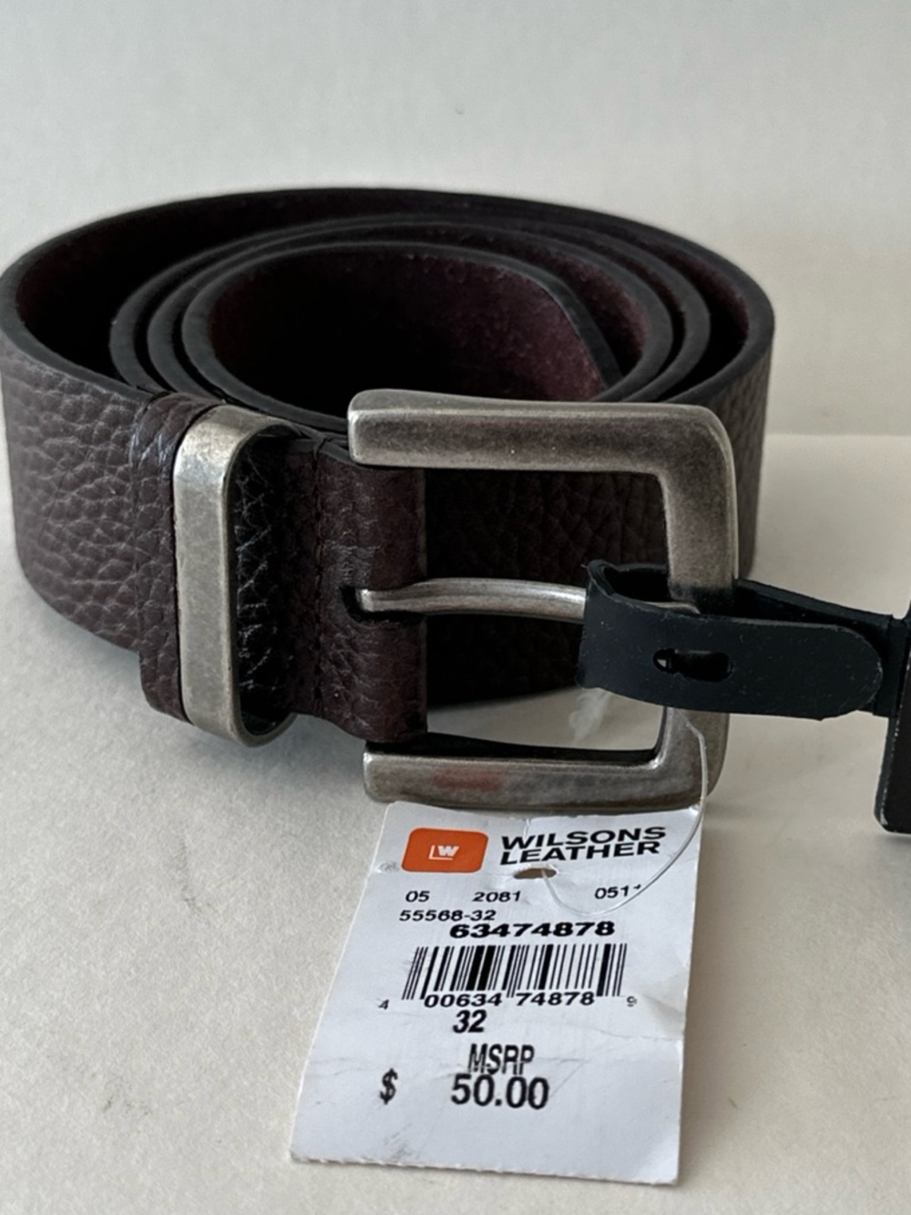 NWT Wilson’s Leather Pelle Studio Canada Made Brown Leather Belt 32
